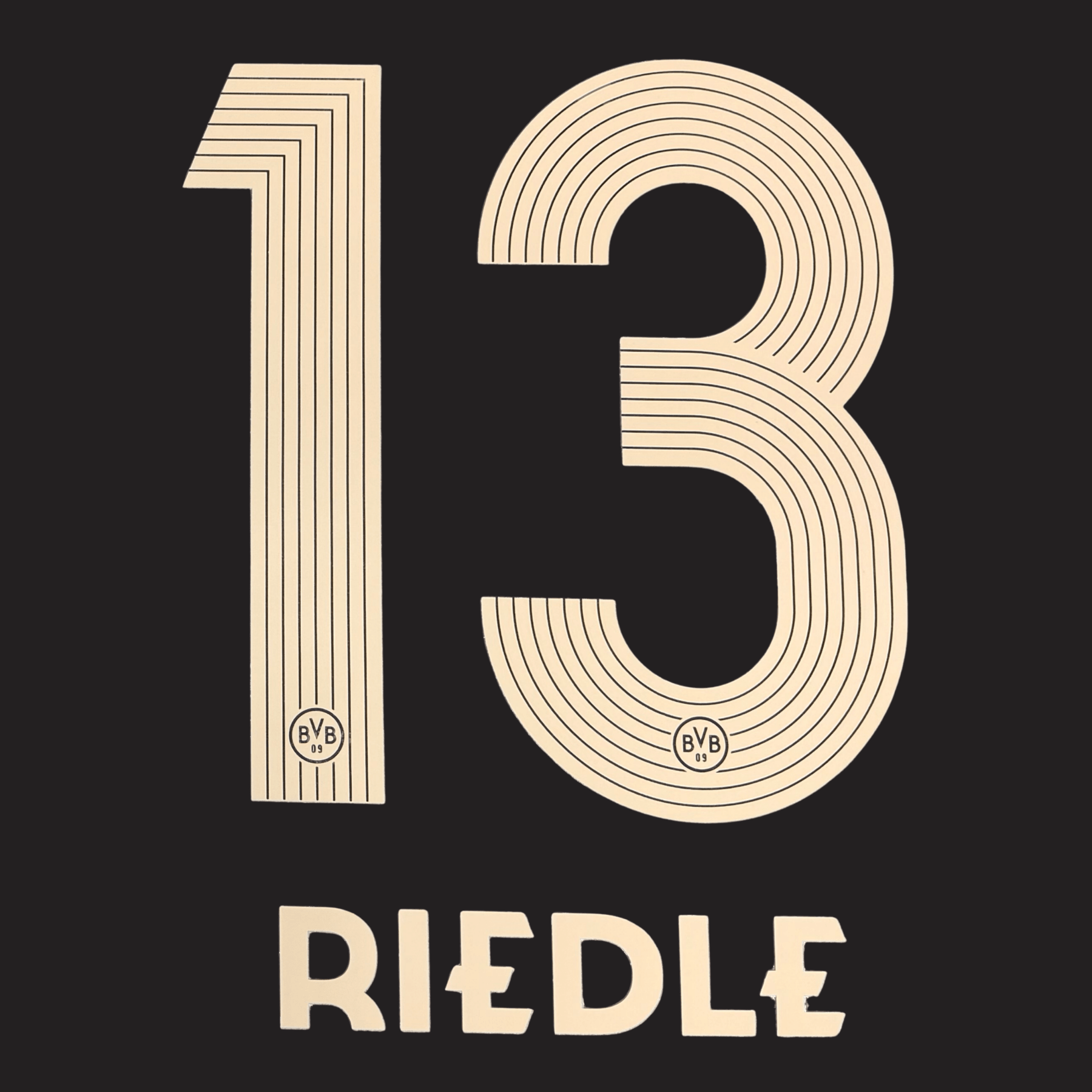 Original Trikot - Flock BVB BORUSSIA DORTMUND 25 / 26 - 13 RIEDLE (Legend) ('Rote Erde') - sportiger.de