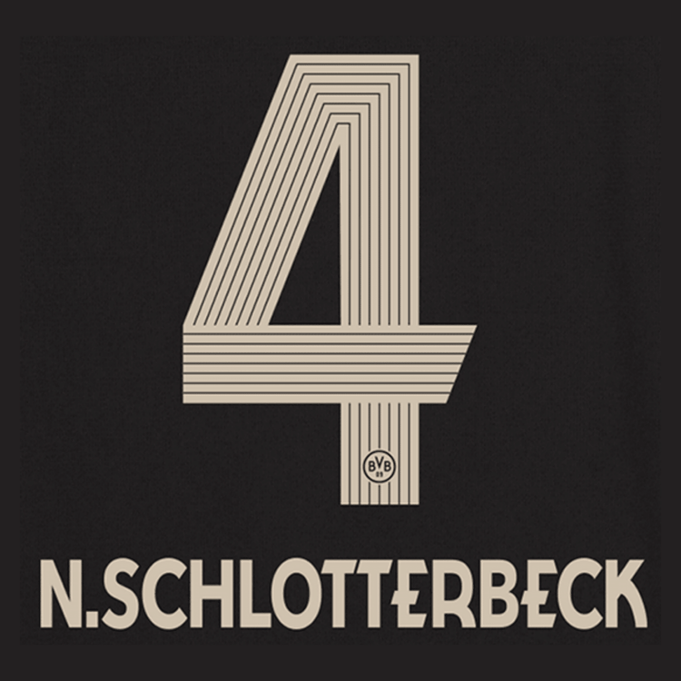 Original Trikot - Flock BVB BORUSSIA DORTMUND 25 / 26 - 4 N. SCHLOTTERBECK 4 ('Rote Erde') - sportiger.de