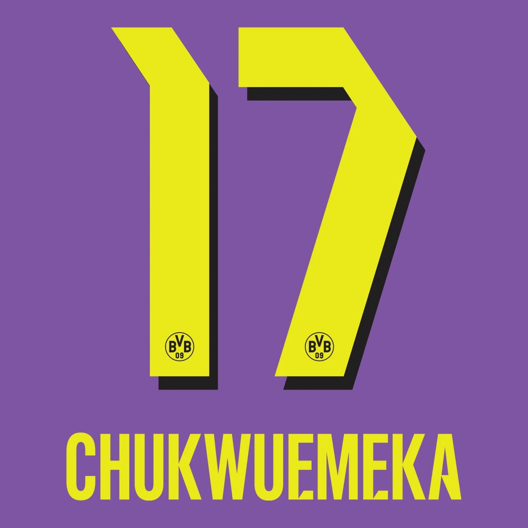 Maglia originale - Flock BVB BORUSSIA DORTMUND 3rd 26 / 27 - #17 CHUKWUEMEKA - sportiger.de