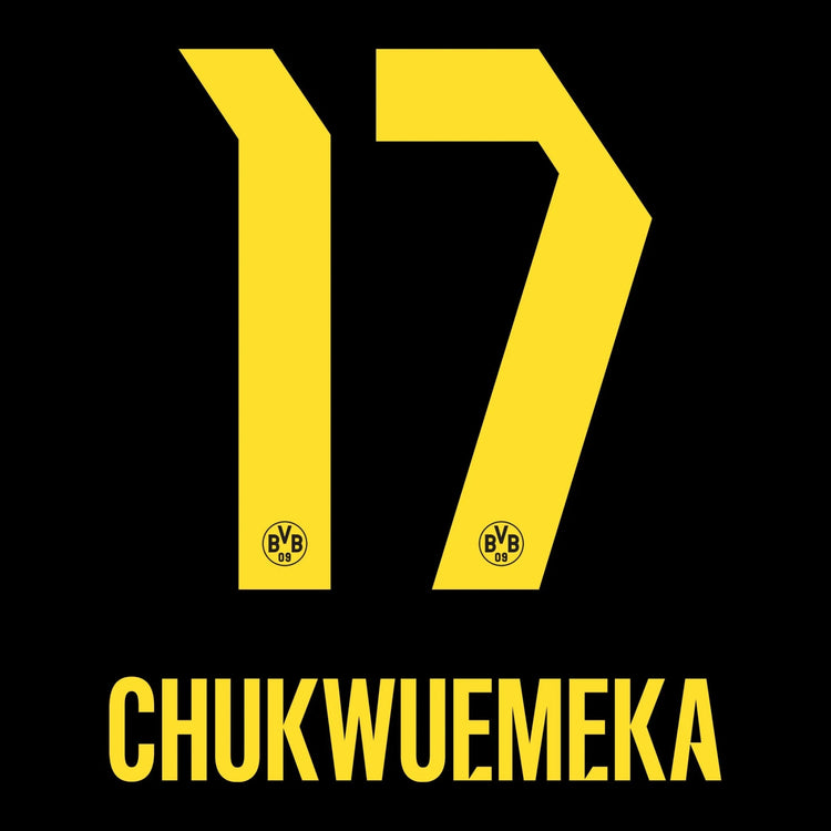 Original Trikot - Flock BVB BORUSSIA DORTMUND Away 26 / 27 - #17 CHUKWUEMEKA - sportiger.de