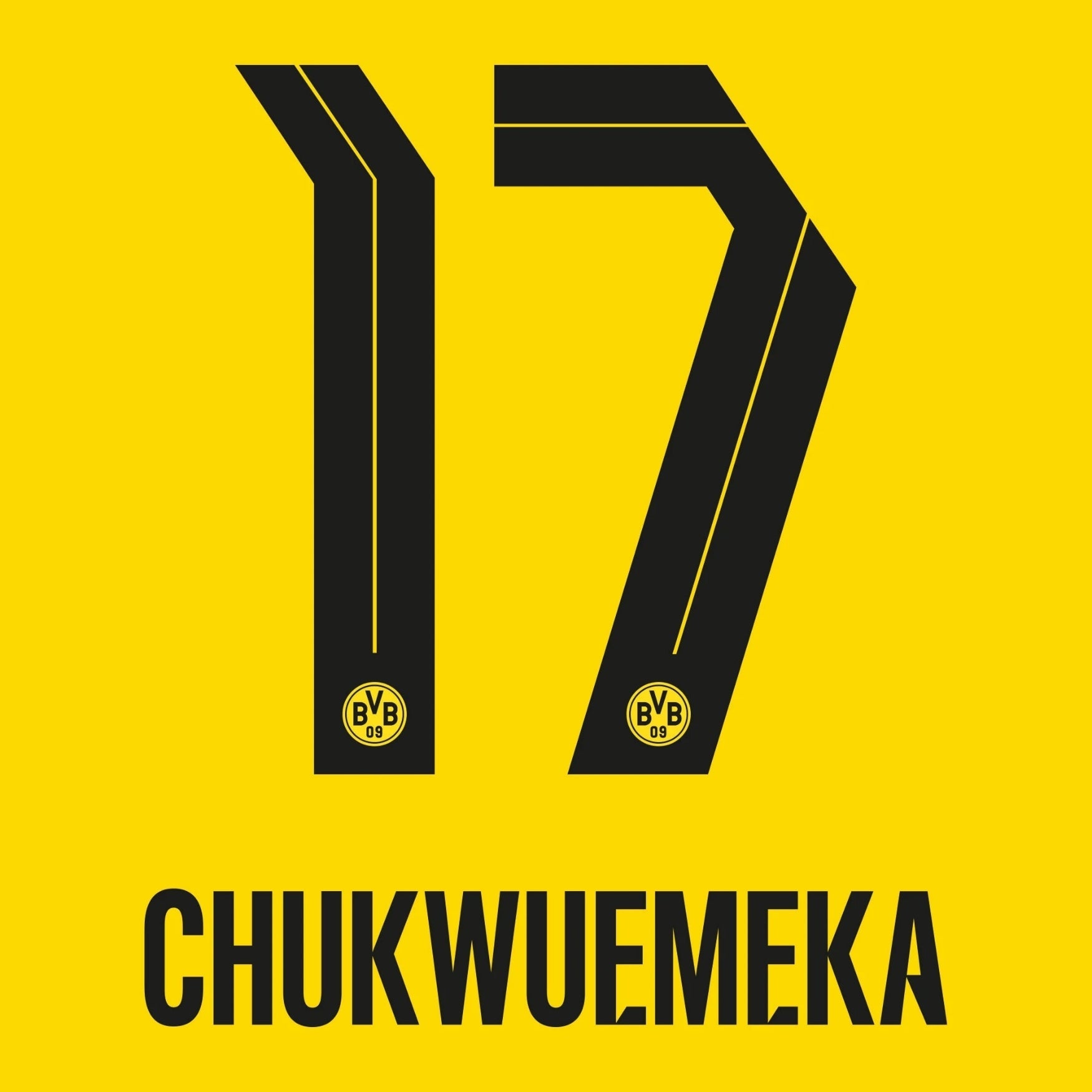Original Trikot - Flock BVB BORUSSIA DORTMUND Home 26 / 27 - 17 CHUKWUEMEKA - sportiger.de