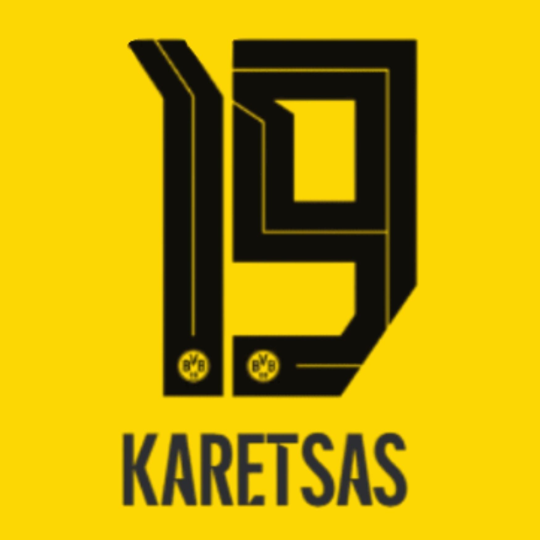 Original Trikot - Flock BVB BORUSSIA DORTMUND Home 26 / 27 - #19 KARETSAS - sportiger.de