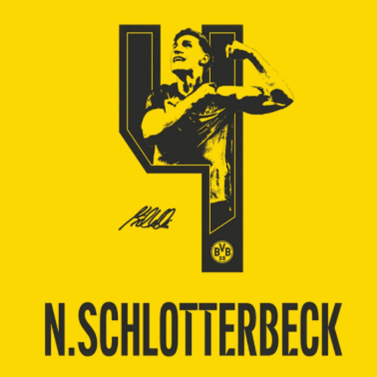 Original Trikot - Flock BVB BORUSSIA DORTMUND Home 26 / 27 - #4 N. SCHLOTTERBECK (Sonderflock) - sportiger.de