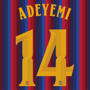 Original Trikot - Flock FC BARCELONA Home 26 / 27- #14 ADEYEMI (Champions League Style) - sportiger.de