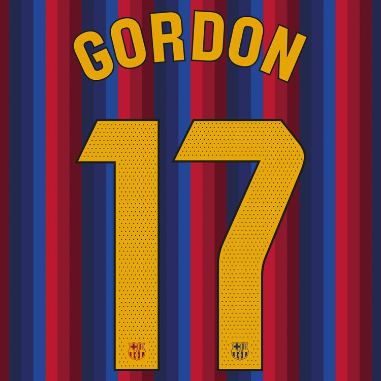 Original Trikot - Flock FC BARCELONA Home 26 / 27 - #17 GORDON - sportiger.de