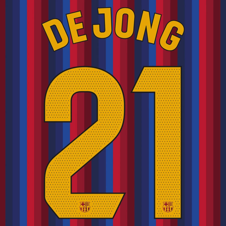 Original Trikot - Flock FC BARCELONA Home 26 / 27 - #21 DE JONG - sportiger.de