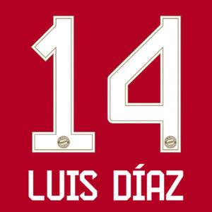 Original Trikot - Flock FCB FC BAYERN MÜNCHEN Home 26 / 27 - 14 LUIS DÍAZ - sportiger.de