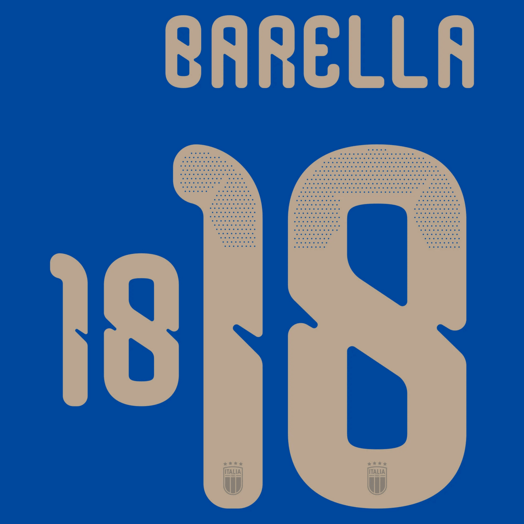 Original Trikot - Flock FIGC Italien Home 25 / 26 - 18 BARELLA - sportiger.de