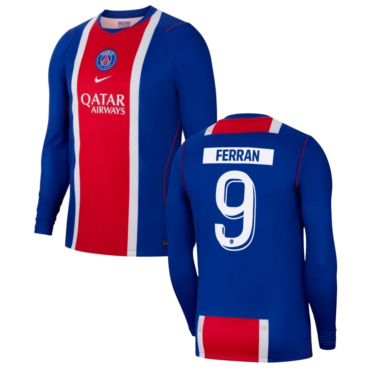 PSG PARIS SAINT-GERMAIN Maglia Home Uomo maniche lunghe 26 / 27 - FERRAN 9 (Stile Champions League) - sportiger.de