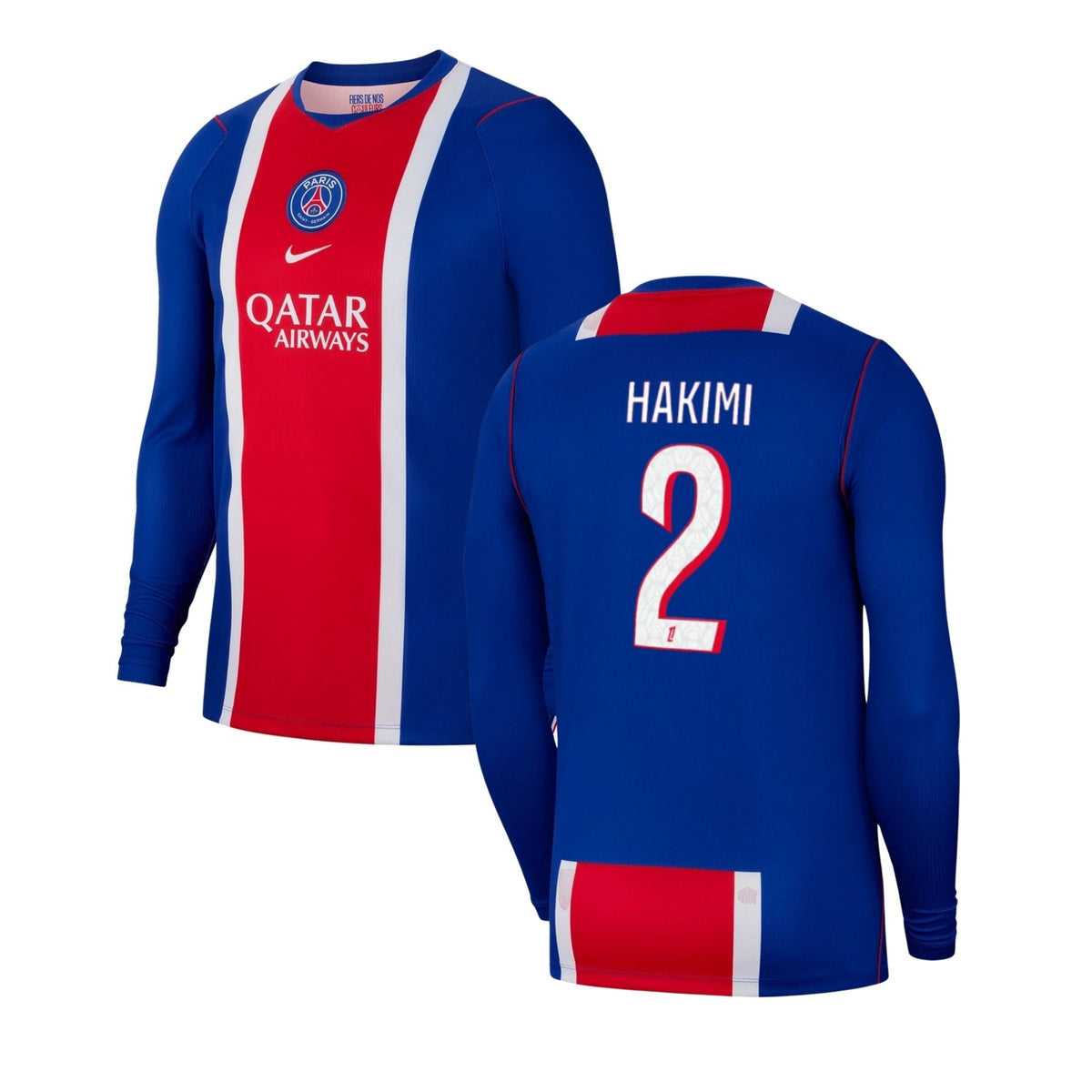 PSG PARIS SAINT-GERMAIN Home Jersey Men's Long Sleeve 26 / 27 - HAKIMI 2 - sportiger.de
