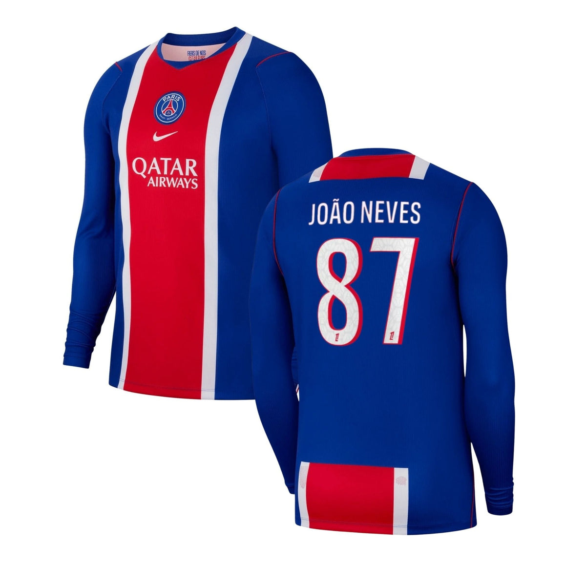PSG PARIS SAINT-GERMAIN Home Jersey Men long sleeve 26 / 27 - JOÃO NEVES 87 - sportiger.de
