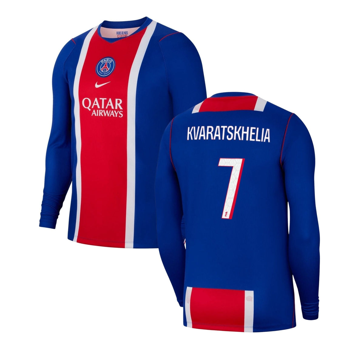 PSG PARIS SAINT-GERMAIN Home Long-Sleeve Jersey Men 26 / 27 - KVARATSKHELIA 7 - sportiger.de