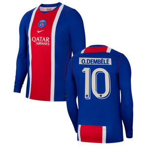 PSG PARIS SAINT-GERMAIN Home Long-Sleeve Jersey 26 / 27 - O. DEMBÉLÉ 10 (Champions League Style) - sportiger.de