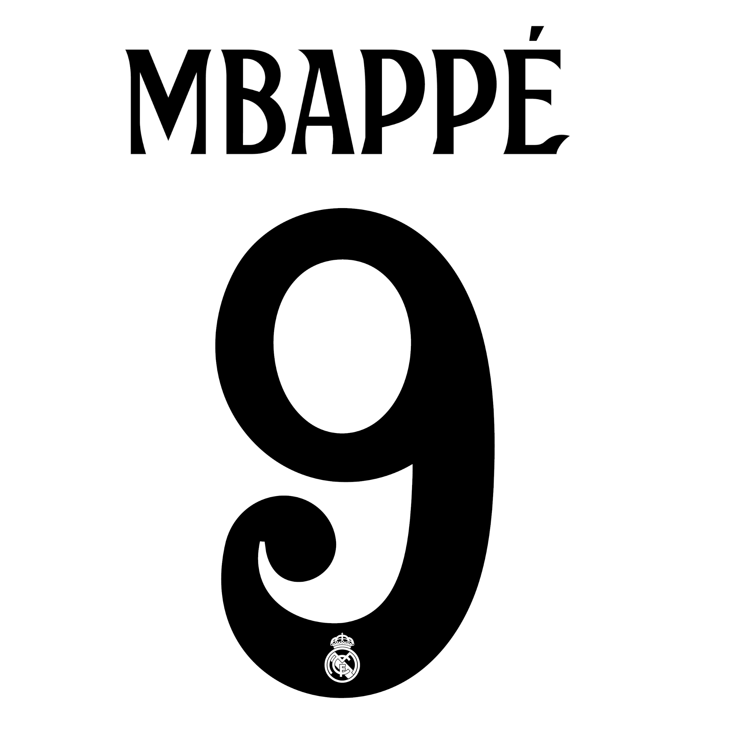 Original Real Madrid Home Trikot-Flock 26cm - MBAPPÉ 9